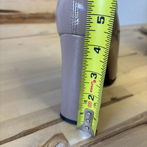 Princess Polly Barcelona Crinkle Taupe Patent Leather Boots W8 - Picture 11 of 12